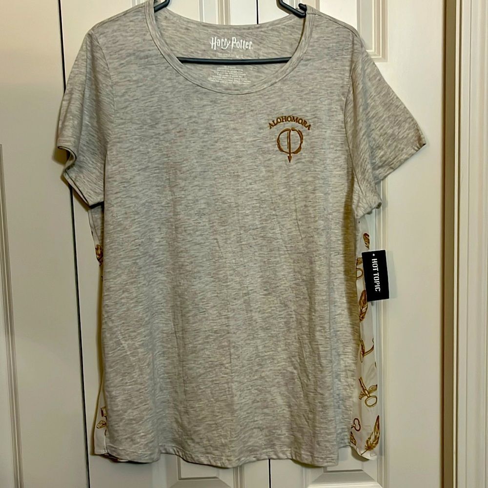 Hot  Topic Harry Potter Tee Blouse Shirt Women's Beige Heathered L NWT